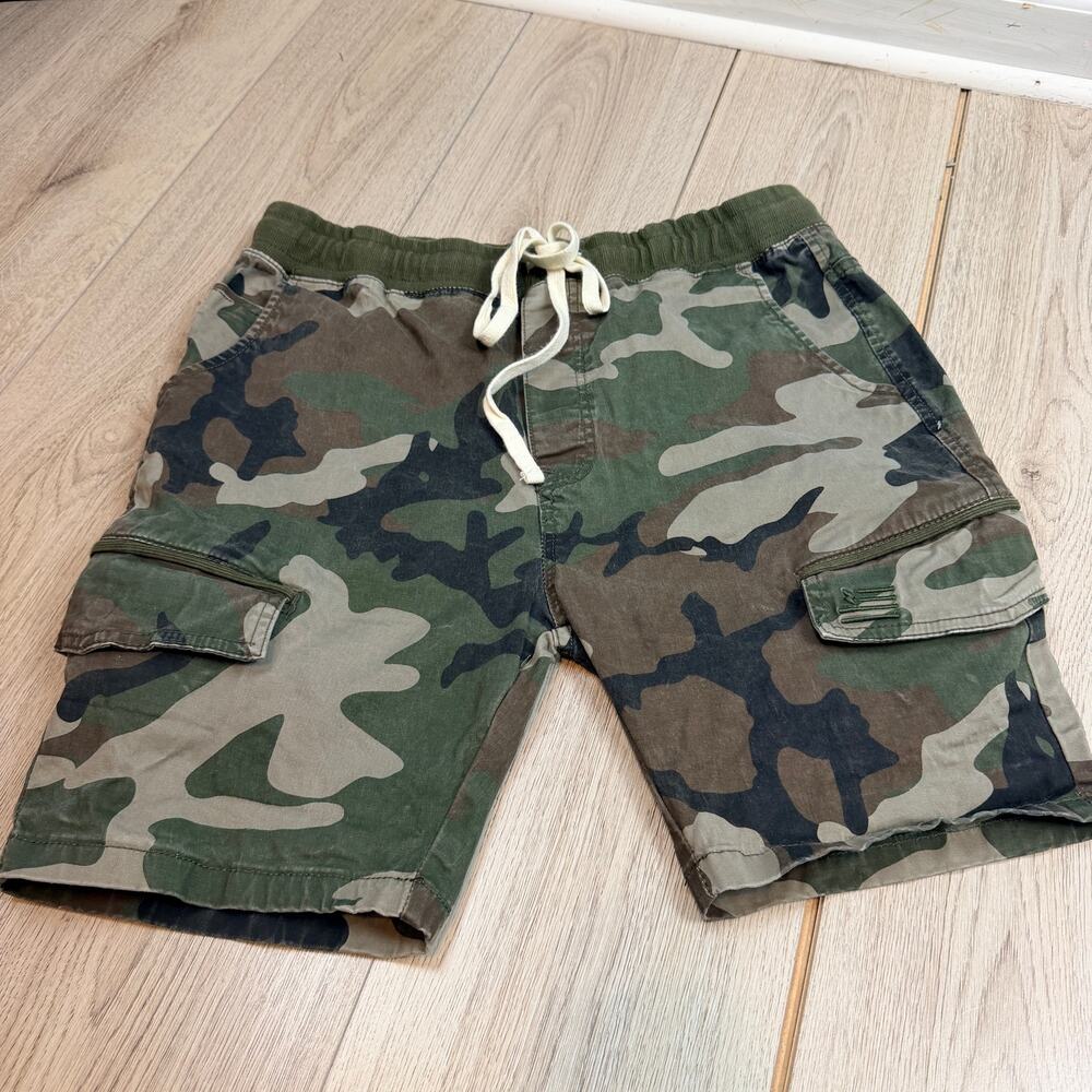 Hyper Denim Camo Cargo Shorts Cotton Y2K Streetwear Utility Military Mens Large